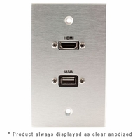 Covid Cables 1-Gang, HDMI Pigtail, USB AB Pigtail, Clear Anod W1220P-CA