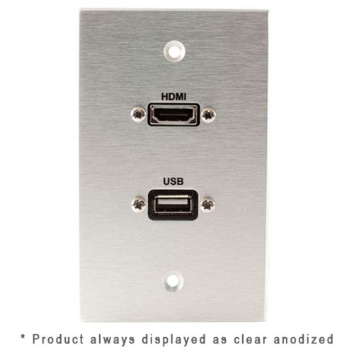 Covid Cables 1-Gang, HDMI Pigtail, USB AB Pigtail, Clear Anod W1220P-CA