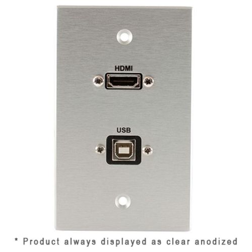 Covid Cables 1-Gang, HDMI Pigtail, USB BA Pigtail, Clear Anod W1218P-CA