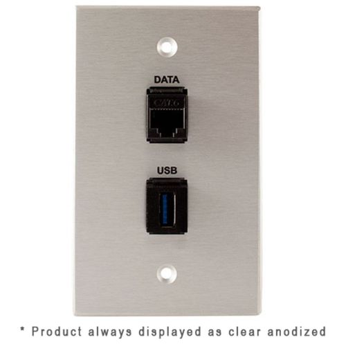 Covid Cables 1-Gang, RJ45-CAT6, Keystone USB-3-AA, Black Anod W1233F-BA