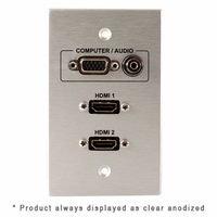 Covid Cables 1-Gang, VGA, 3.5mm, (2) HDMI Female, Clear Anod W1400F-CA