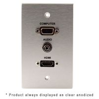 Covid Cables 1-Gang, VGA Female, 3.5mm, HDMI Female, Clear Anod W13125F-CA