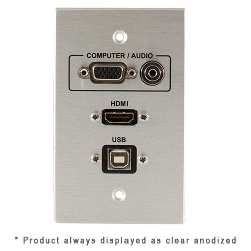 Covid Cables 1-Gang, VGA, HDMI Female, 3.5mm, USB BA, BK W1408F-BK