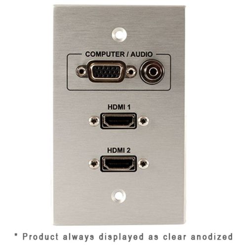 Covid Cables 1-Gang, VGA Pt, 3.5mm, (2) HDMI Pigtail, Clr Anod W1400M-CA