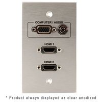 Covid Cables 1-Gang, VGA Pt, 3.5mm, (2) HDMI Pigtail, Clr Anod W1400M-CA