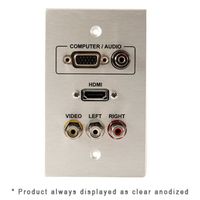 Covid Cables 1-Gang, VGA Pt, 3.5mm, HDMI-8, (3) RCA, Clear Anod W1625M-CA