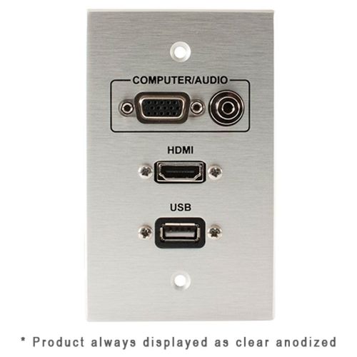 Covid Cables 1-Gang, VGA Pt, HDMI Pigtail, 3.5mm, USB AB, AW W1407M-AW