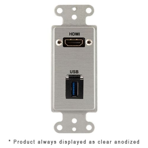 Covid Cables Decora, HDMI Female, Keystone USB-3-AA, Clear Anod D1231F-CA