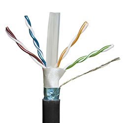 Covid Cat 6, Shielded, 550 MHz, Black Jacket 500' Reel - C6F-BLK-500R