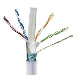 Covid 1,000' Roll Shielded, Cat 6, White Jacket, Plenum - P-C6F-WHT-1KR