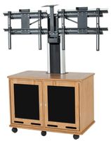 Da-Lite Video Conferencing Equipment Rack Cart w/Wood Finish for Dual Monitors