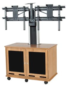 Da-Lite Video Conferencing Equipment Rack Cart w/Wood Finish for Dual Monitors