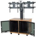Da-Lite Video Conferencing Equipment Rack Cart w/Wood Finish for Dual Monitors