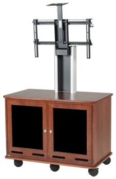 Da-Lite Video Conferencing Equipment Rack Cart w/Wood Finish for Single Monitor