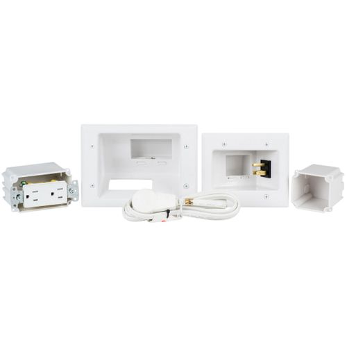 Datacomm Electronics 45-0024-WH Recessed Pro-power Kit with Straight Blade Inlet
