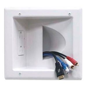 Datacomm Recessed Low Voltage Media Wall Plate with Duplex Receptacle - 45-0031-WH