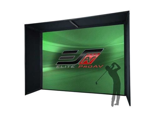Elite Screens Golf Bay Pro Multi-Sport/Golf Simulator Impact Screen, Commercial Grade Frame System with Enclosure Panels, Viewable 113.4"x152"