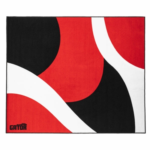 Gator Cases 78 x 66 Drum Rug Black, Red, and White - GP-DRUMRUG-BKRW