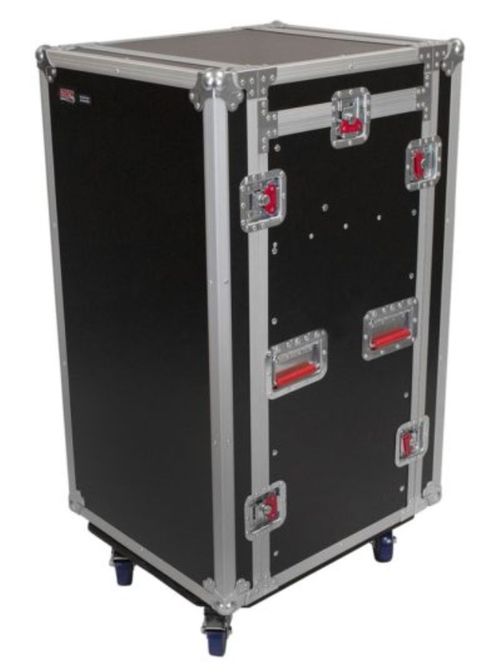 Gator Cases ATA Wood Flight Pop-Up Console Rack Case; 10U Top; 16U Bottom; w/ Casters - G-TOUR 10X16 PU