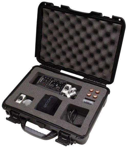 Gator Cases Black Waterproof Injection Molded Case with Custom Foam Insert for Zoom H6 Handheld Recorder and Accessories - GU-ZOOMH6-WP