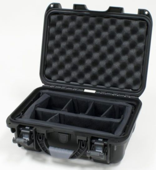 Gator Cases Black waterproof injection molded case with interior dimensions of 13.8" x 9.3" x 6.2". INTERNAL DIVIDER SYSTEM - GU-1309-06-WPDV