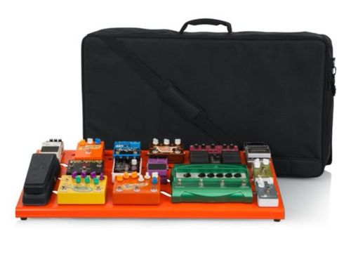 Gator Cases British Orange Extra Large aluminum pedal board with carry bag and bottom mounting power supply bracket. Power supply not included. - GPB-XBAK-OR