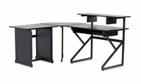 Gator Cases Content Creator Furniture Series Desk Set in Black Finish with Main Desk, Corner Section & 12U Studio Rack Table - GFW-DESK-SET