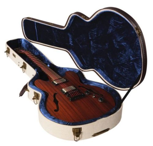 Gator Cases Deluxe Wood Case for Semi-Hollow Electrics such as Gibson 335; Journeyman Burlap Exterior - GW-JM 335