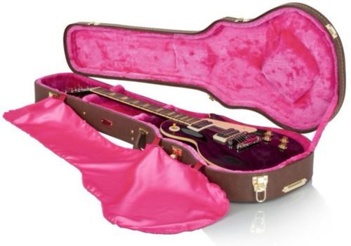 Gator Cases Deluxe Wood Case for Single-Cutaway Guitars such as Gibson Les Paul; Vintage Brown Exterior - GW-LP-BROWN