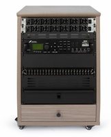 Gator Cases Elite Furniture Series 12U Angled Studio Rack with Locking Casters � Driftwood Grey Finish - GFW-ELITESTUDIORK12-GRY