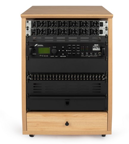 Gator Cases Elite Furniture Series 12U Angled Studio Rack with Locking Casters Natural Maple Matte Finish - GFW-ELITESTUDIORK12-MPL