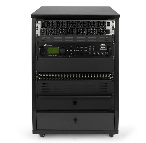 Gator Cases Elite Furniture Series 12U Angled Studio Rack with Locking Casters – Standard Black Finish - GFW-ELITESTUDIORK12-BLK