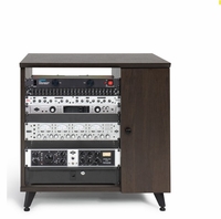 Gator Cases Elite Furniture Series Rolling Rack Sidecar Cabinet in Dark Walnut Brown Finish with Configurable Rack Space & Shelving - GFW-ELITESIDECAR-BRN