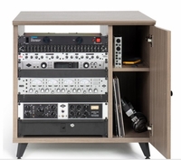 Gator Cases Elite Furniture Series Rolling Rack Sidecar Cabinet in Driftwood Grey Finish with Configurable Rack Space & Shelving - GFW-ELITESIDECAR-GRY