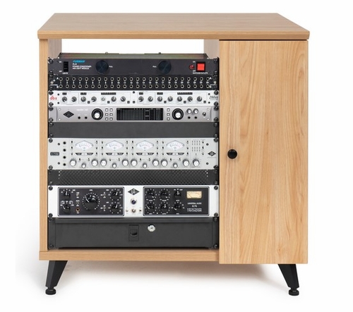 Gator Cases Elite Furniture Series Rolling Rack Sidecar Cabinet in Maple Finish with Configurable Rack Space & Shelving - GFW-ELITESIDECAR-MPL