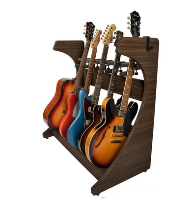 Gator Cases Frameworks Elite Series Guitar & Instrument Case Combo Rack � Dark Walnut Brown Finish - GFW-ELITEGTR5RK-BRN