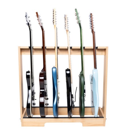 Gator Cases Frameworks Wooden Guitar Rack for Up to 6 Guitars – Maple Color - GFW-GTR-WD6RK-MPL
