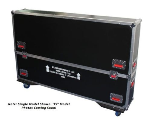 Gator Cases G-TOUR case designed to easily adjust and fit two LCD, LED or plasma screens in the 60" to 65" class. Interior dims 62.5 X 6.3 X 36 (X2) - G-TOURLCDV2-6065-X2