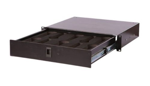 Gator Cases Gator Rackworks Rack Drawer; 14.2" Deep; Lockable; Interior has Insert for 10 Microphones; 2U - GRW-DRWMIC10