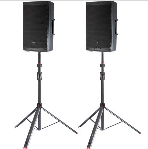 Gator Cases Set of (2) Frameworks ID Series Adjustable Speaker Stands with Piston Driven Lift Assistance - GFW-ID-SPKRSET