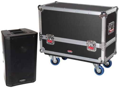 Gator Cases Tour style case to hold (2) QSC K8 speakers. Accessory compartment for cables and connectors. - G-TOUR SPKR-2K8