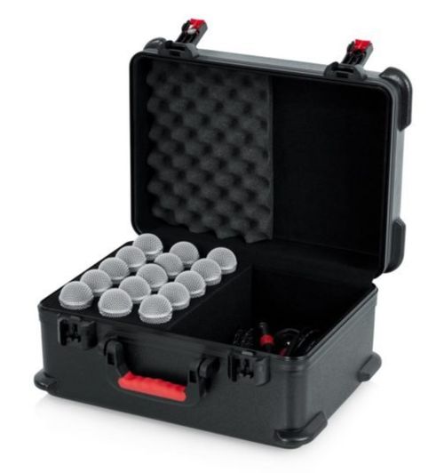 Gator Cases TSA Series ATA Molded Polyethylene Case with Foam Drops for Up to (15) Wired Microphones - GTSA-MIC15