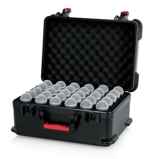 Gator Cases TSA Series ATA Molded Polyethylene Case with Foam Drops for Up to (30) Wired Microphones - GTSA-MIC30