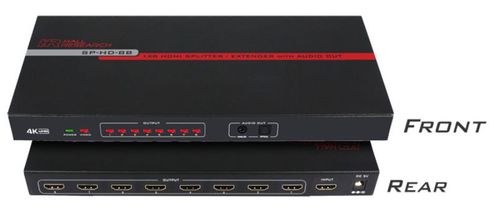 Hall Research 8-Channel HDMI Splitter with Analog and Optical Audio Output and 4K Support - SP-HD-8B