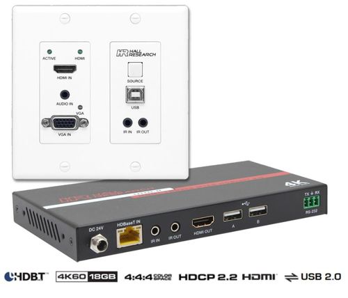 Hall Research Auto-Switching HDMI, VGA and USB Extension System - UHB-SW2