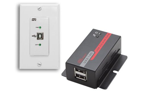 Hall Research USB 2.0 over UTP Extender Decora® Wall Plate with 2-Port Hub - U22-160-DP