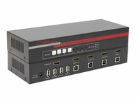 Hall Technologies 4-Port HDMI KVM Switch with USB 2.0 and 4K Video Support w/o accessories, - KVM-HDU-4-X