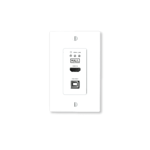 Hall Technologies Discovery 1 Transmitter - 4K up to 40m / 1080p up to 70m - HDMI, USB-B, RS232 - Single Gang US Wall Plate - HT-DSCV1-70-TX
