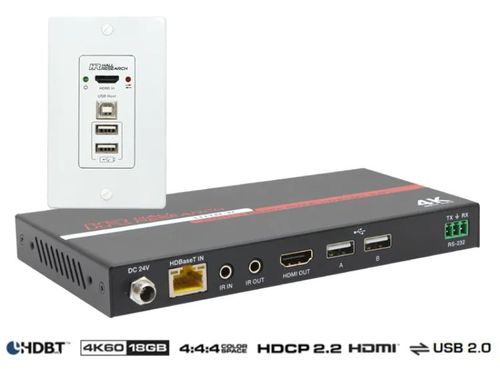 Hall Technologies VGA & HDMI Auto-Switching Wall-Plate with HDBaseT Receiver, - UHB-R