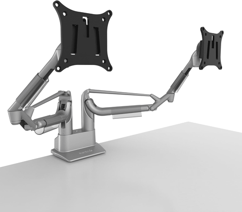 Kanto Dual-Monitor Gas Shock Desktop Mount for 17-inch to 32-inch Displays - Silver - DMS2000S
